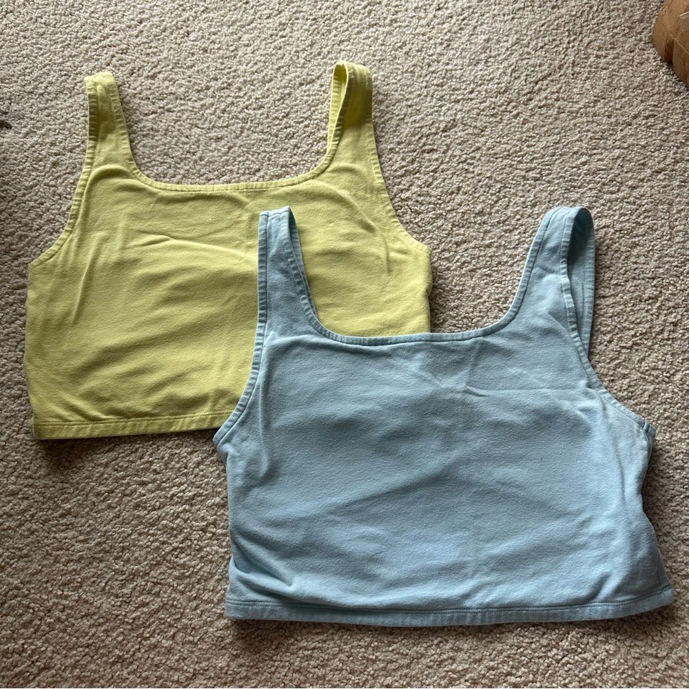 American Eagle Soft Crop Tank Bundle | Yellow & Blue | Size XL